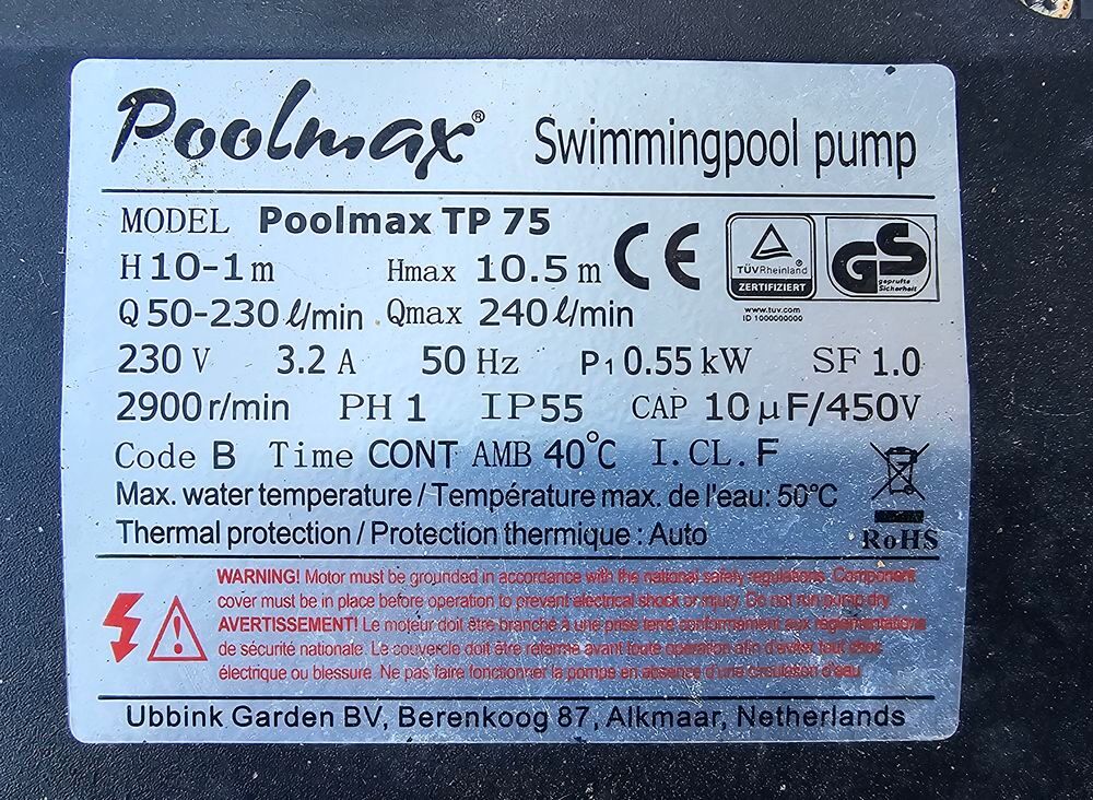 POMPE PISCINE 0.75 UBBINK Jardin