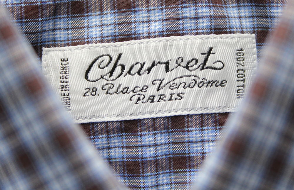 Chemise bleu &amp; marron CHARVET T.M soit 38/40 Fr Vêtements