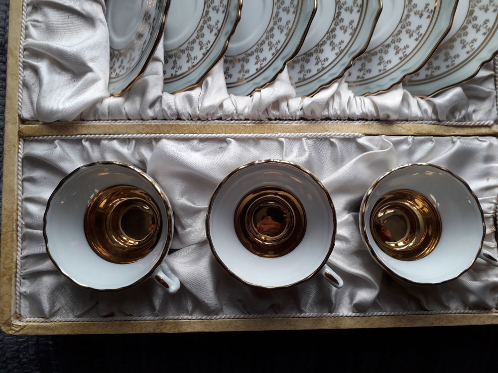 Coffret tasses &agrave; caf&eacute; moka porcelaine L. Michelaud Limoges Cuisine