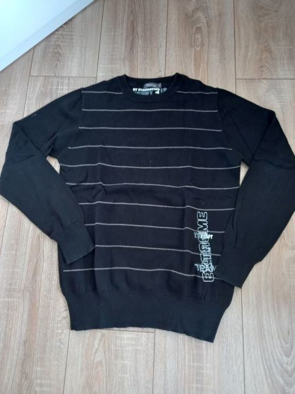 Pull fin noir et gris pour homme Tout Simplement taille S Vêtements