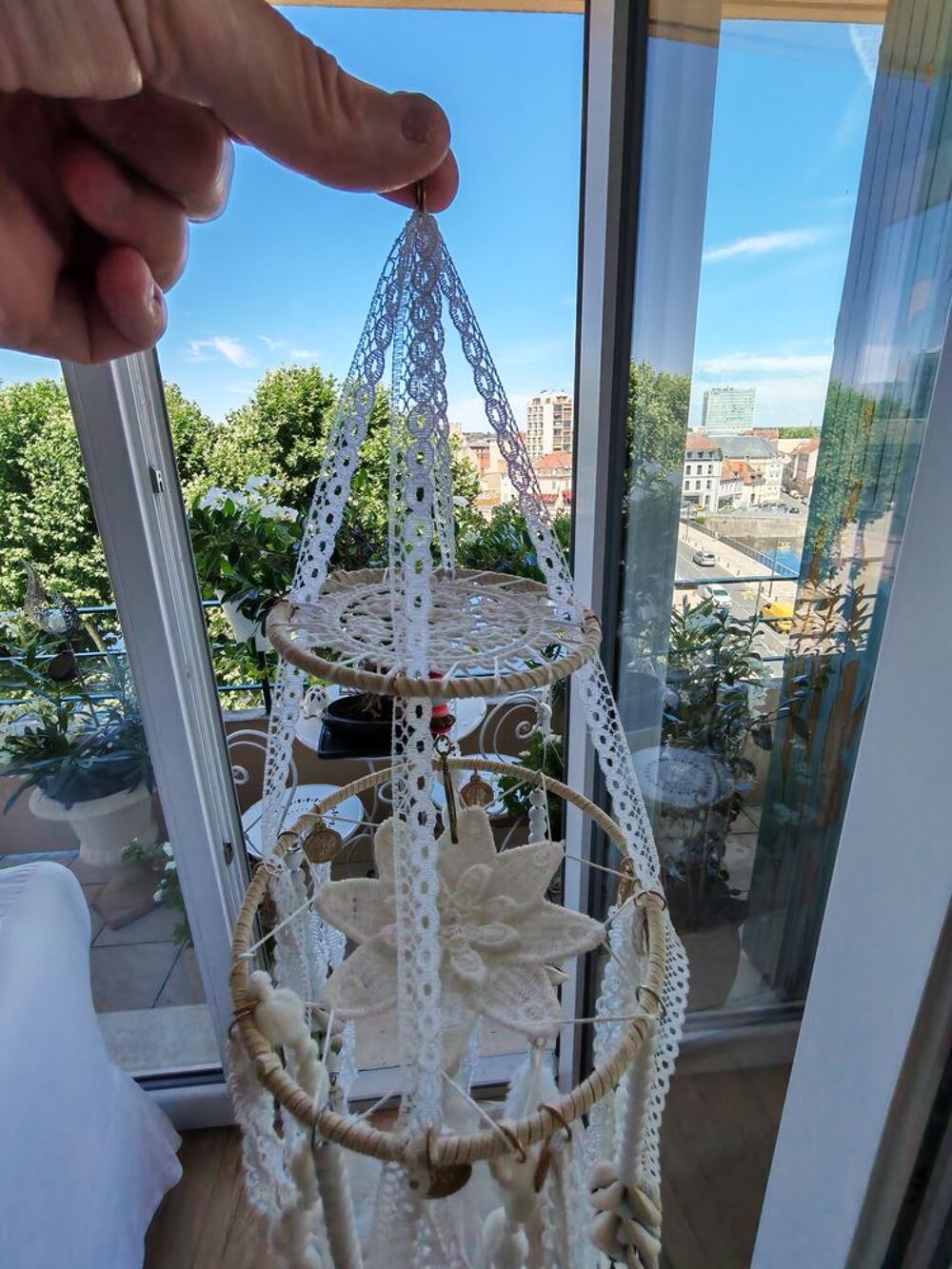Magnifique attrape r&ecirc;ves blanc style boheme Décoration
