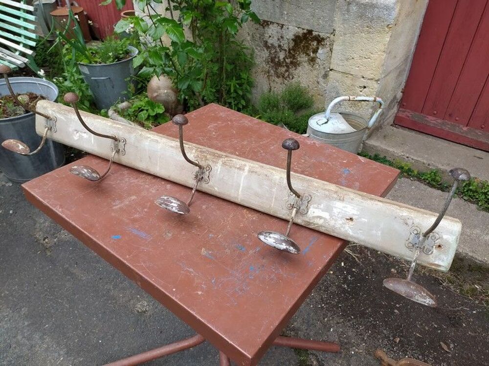 Ancien Porte Manteau Bois et M&eacute;tal 5 Pat&egrave;res 1900 Meubles