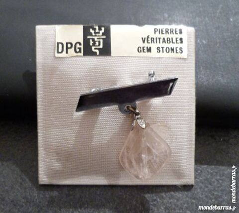Broche ancienne en quartz rose vintage NEUVE 6 �cuisses (71)