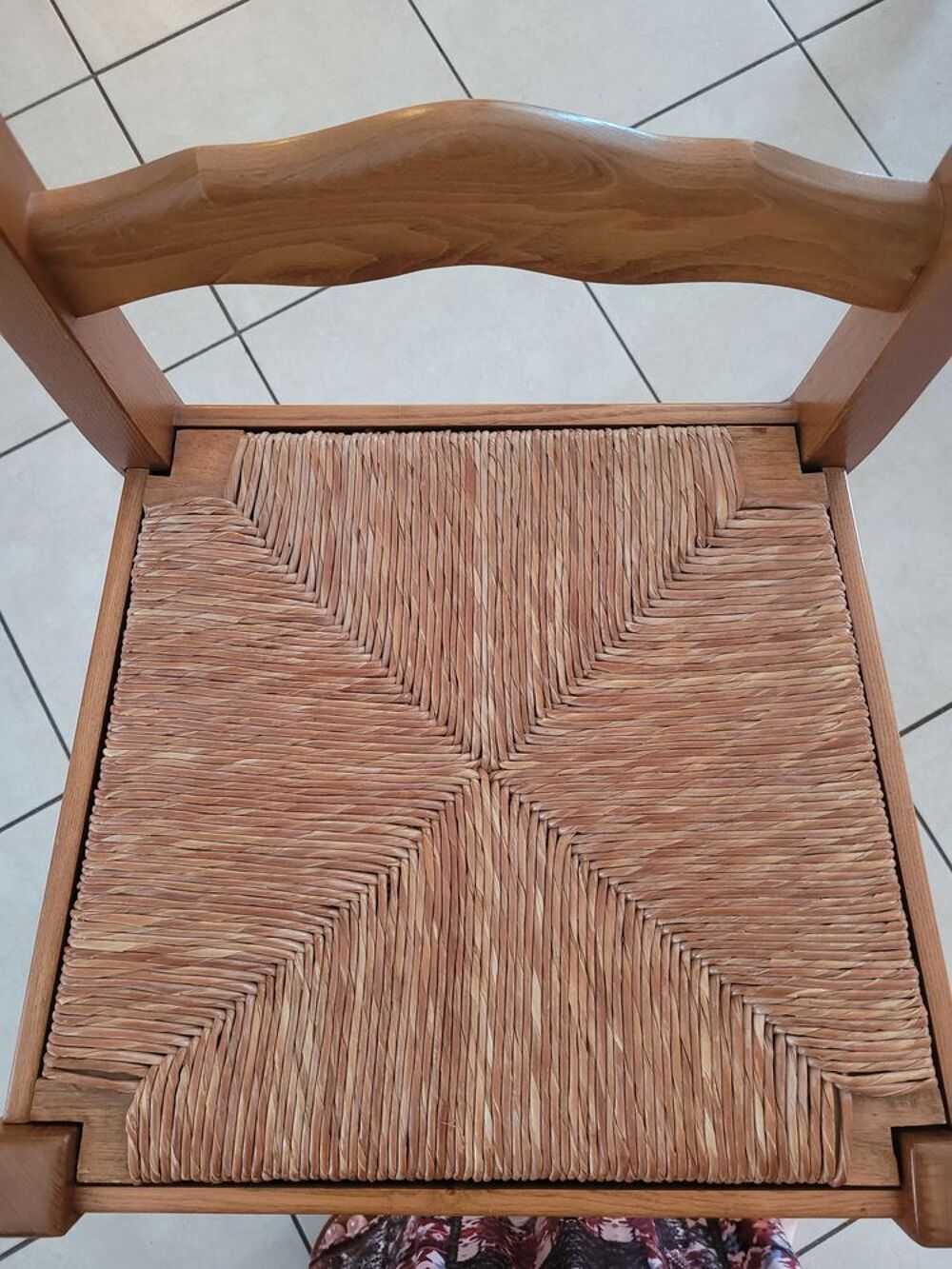 Lot de 5 chaises en bois massif avec assise en paille Meubles