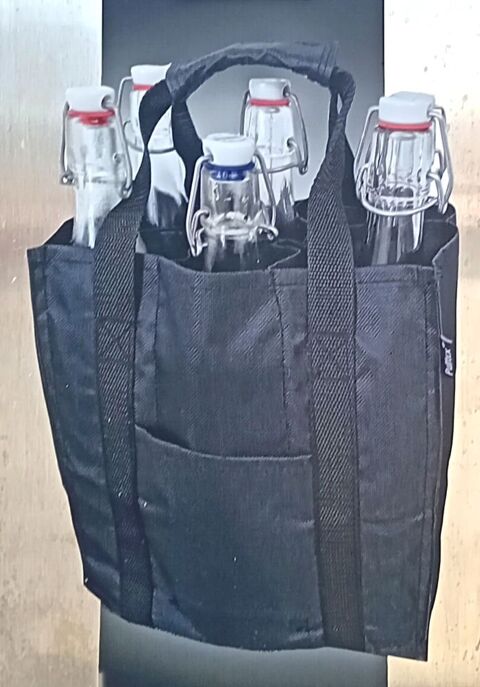 Bouteilles en verre de 1 litre et 2 sacs porte-bouteilles 26 Lons (64)