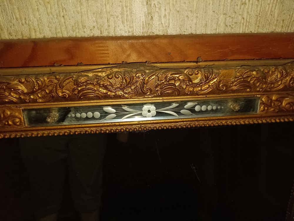 Miroir ancien bois et pl&acirc;tre dor&eacute; Décoration