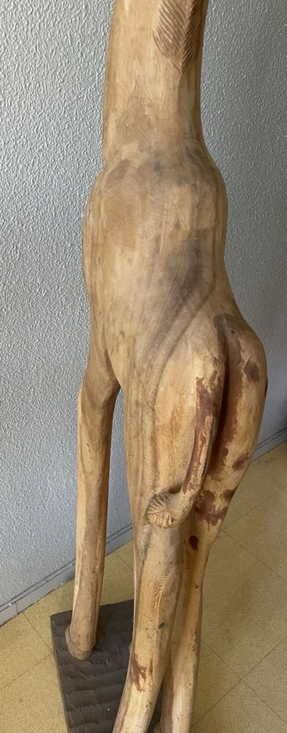 Grande Sculpture D&eacute;coration Girafe En Bois Exotique 200cm Décoration