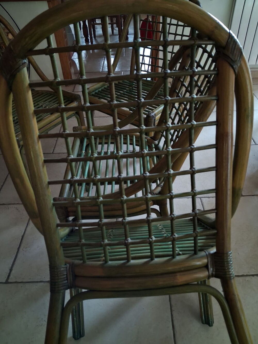 Ensemble de 4 fauteuils identiques en rotin plus coussins Décoration