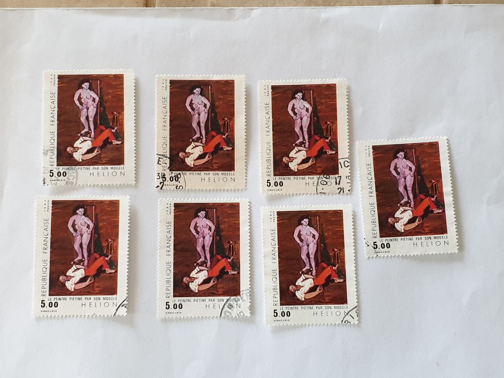Timbre France Jean H&eacute;lion 1984 oblit&eacute;r&eacute;s - lot 1.96 euro 