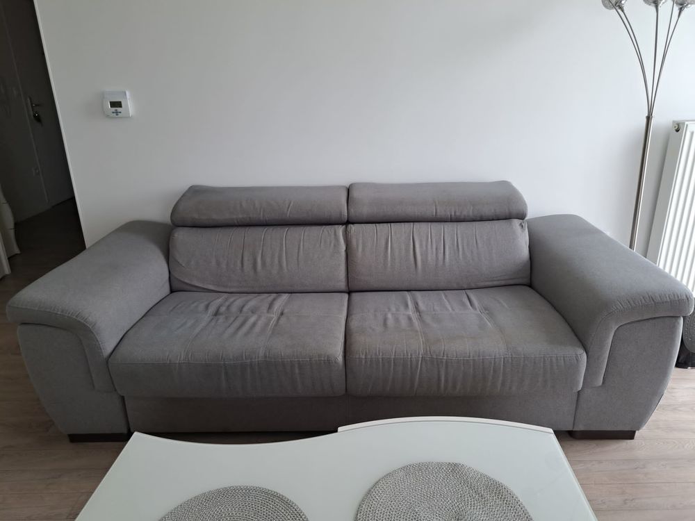 Canap&eacute; 3 places convertible rapido tissu gris Meubles
