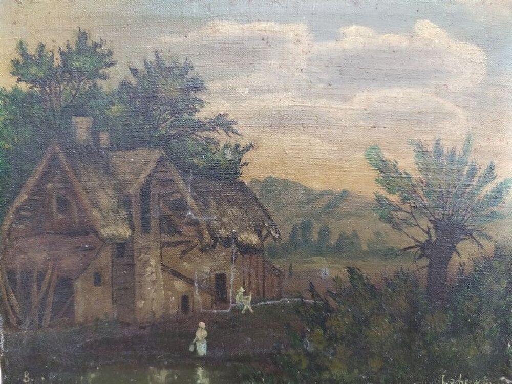 Ancien Tableau &Eacute;cole de Barbizon Sign&eacute; Lacheny ... 