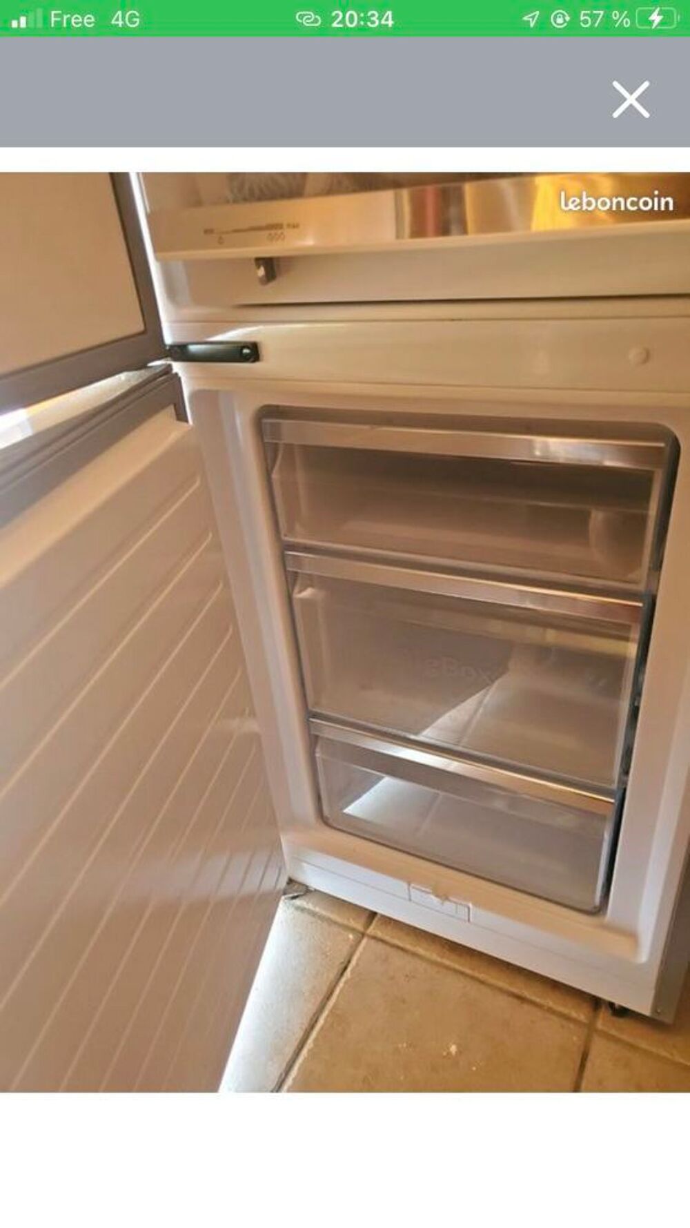 frigo cong&eacute;lateur whirpool 185 60 60 inox excellent &eacute;tat livraison et installation assur&eacute;e Electroménager