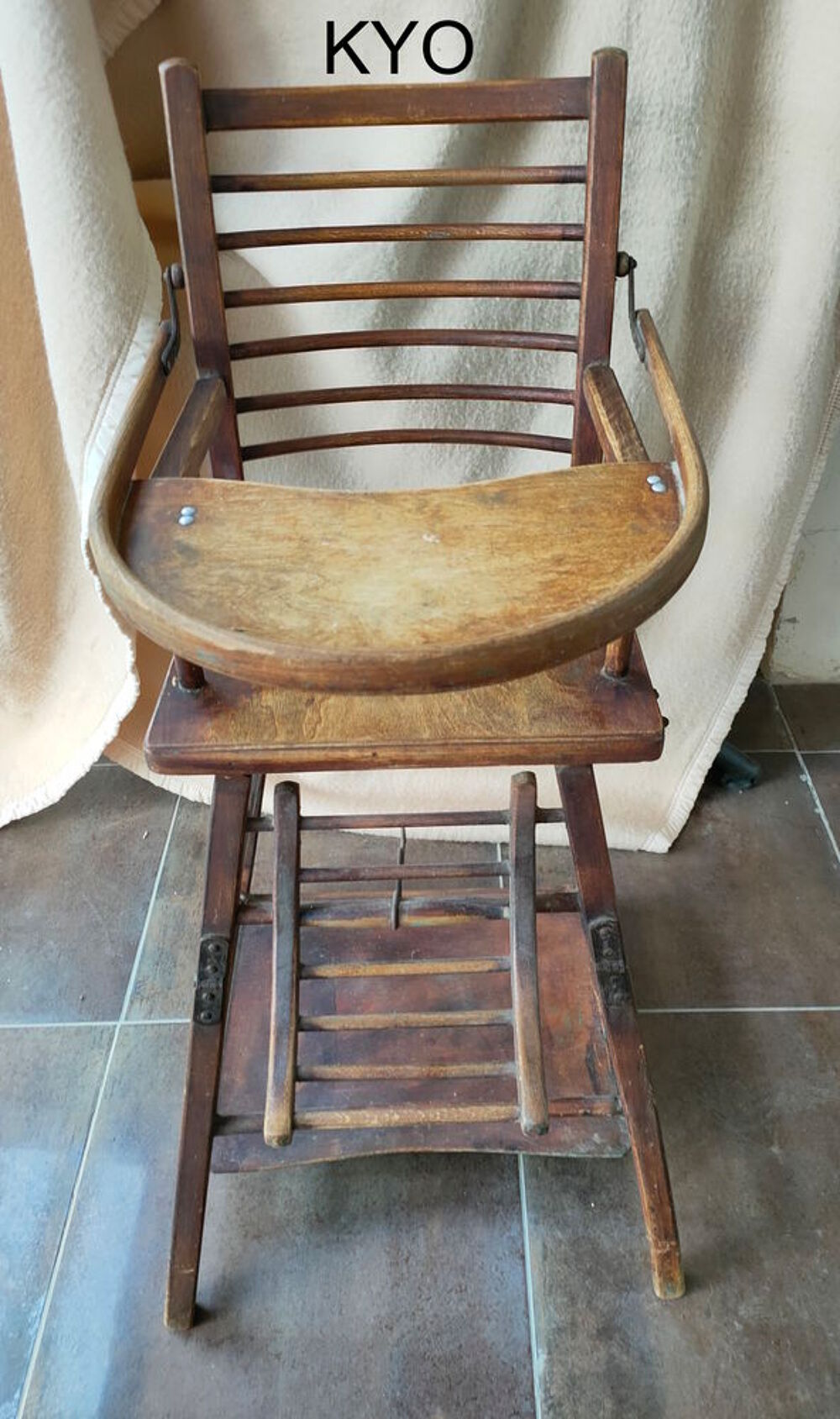 Chaise haute bois b&eacute;b&eacute; vintage ancienne transformable bureau Mobilier enfants
