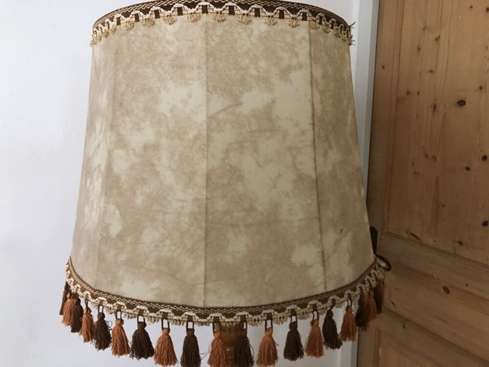 Abat-jour Vintage Beige &agrave; Franges Décoration