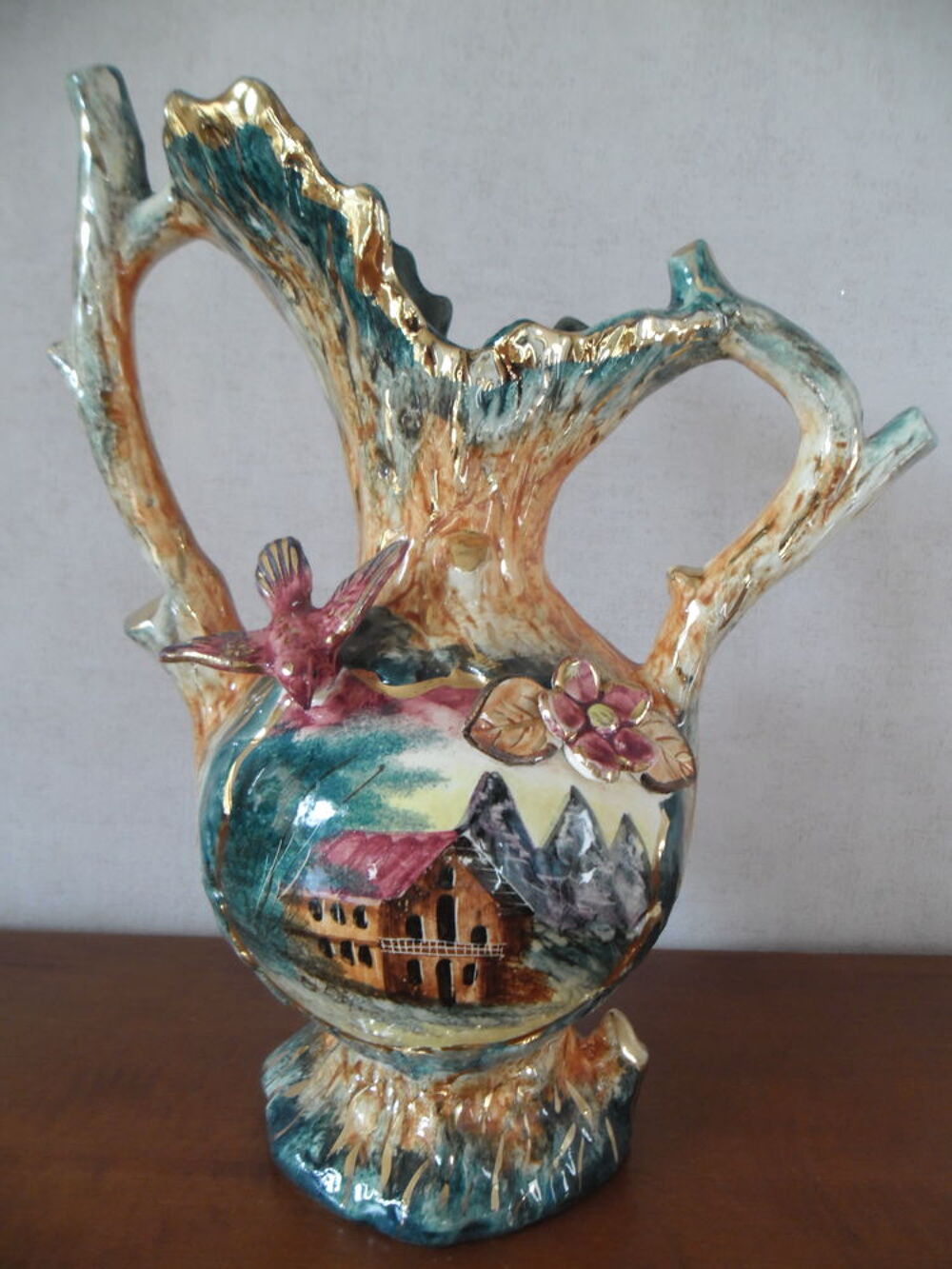 Vase barbotine sign&eacute; JEM (ann&eacute;es 50) Décoration
