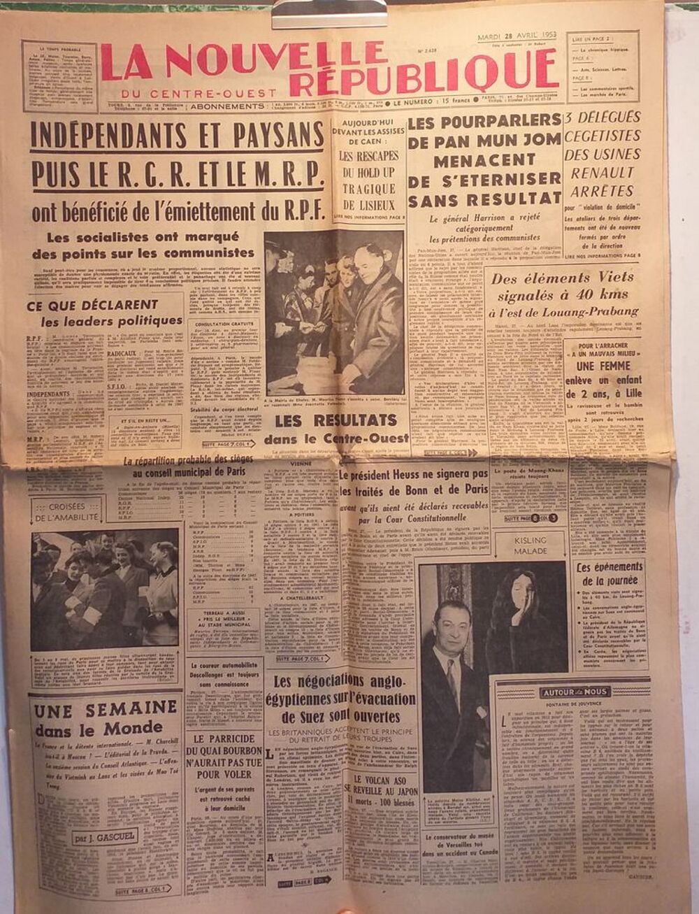 Journal , la Nouvelle R&eacute;publique du Centre Ouest , 28 juin 