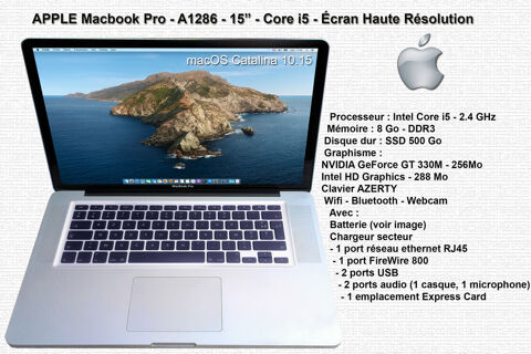 Apple MacBook Pro 15  A1286 Intel Core i5 2.4 GHz RAM 8Go 330 Grignoncourt (88)