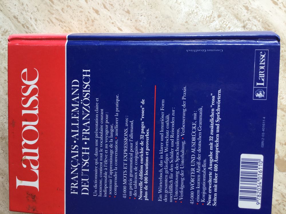 Dictionnaire Larousse Fran&ccedil;ais Allemand Livres et BD