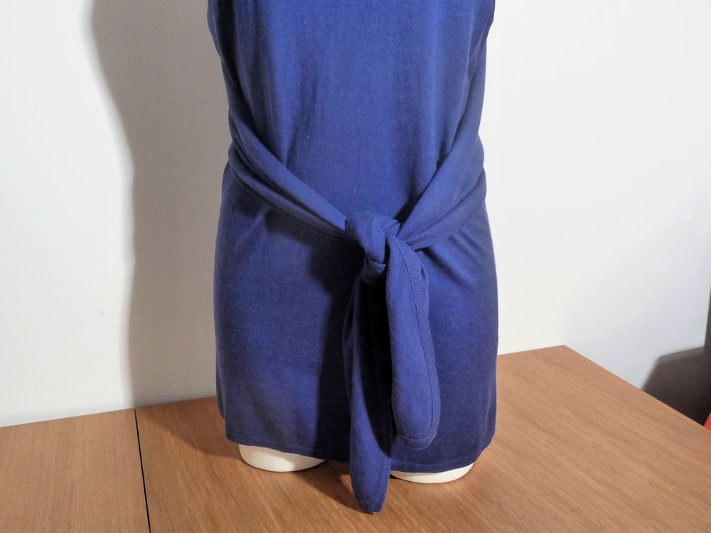 Pull Tunique en Soie et Laine Violet sans manches- Nude Vêtements