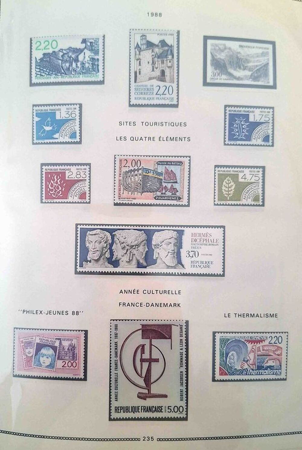S&eacute;rie de timbres de collection de France F8 
