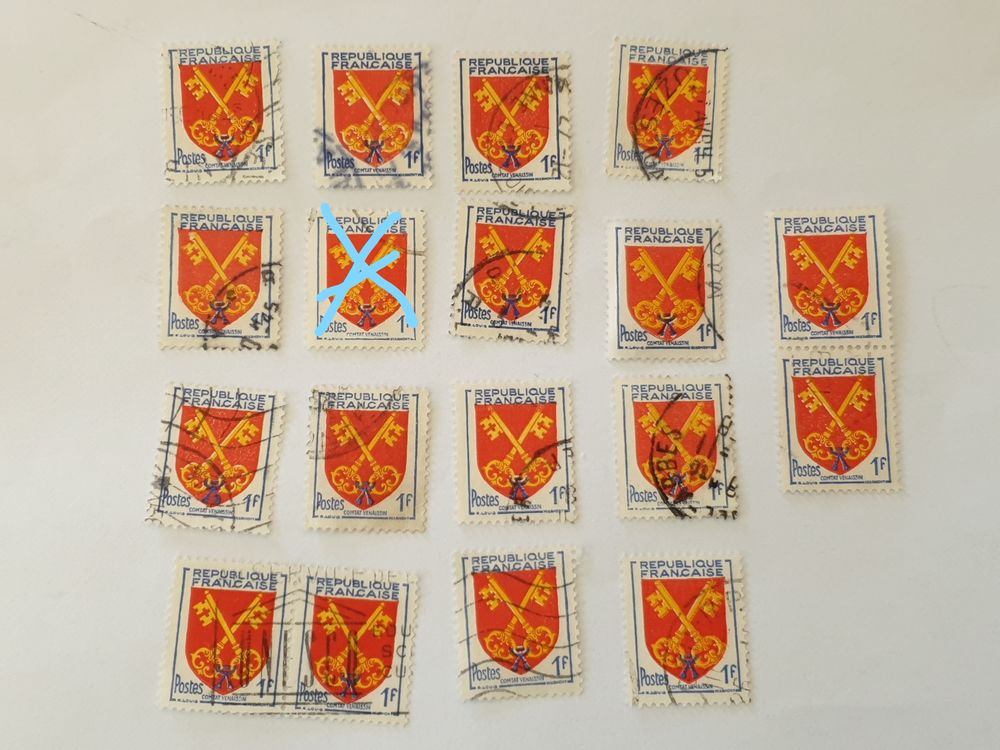 Timbre france blason Comtat Venaissin 1955 lot 0.65 euro 