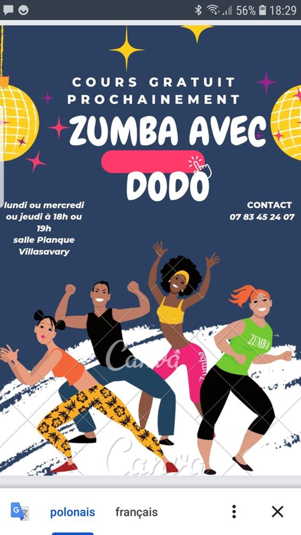 ZUMBA 
Cours gratuits Sports