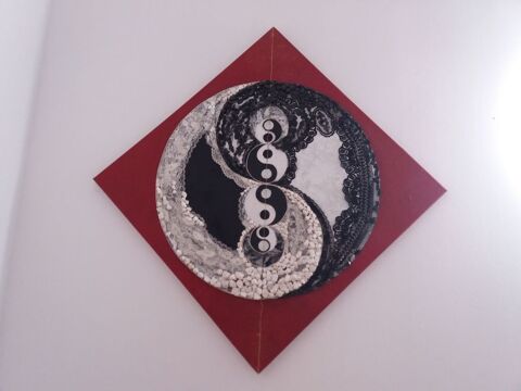 Tableau d'art Mandala en pierre semi prcieuse yin yang 250 Clarensac (30)
