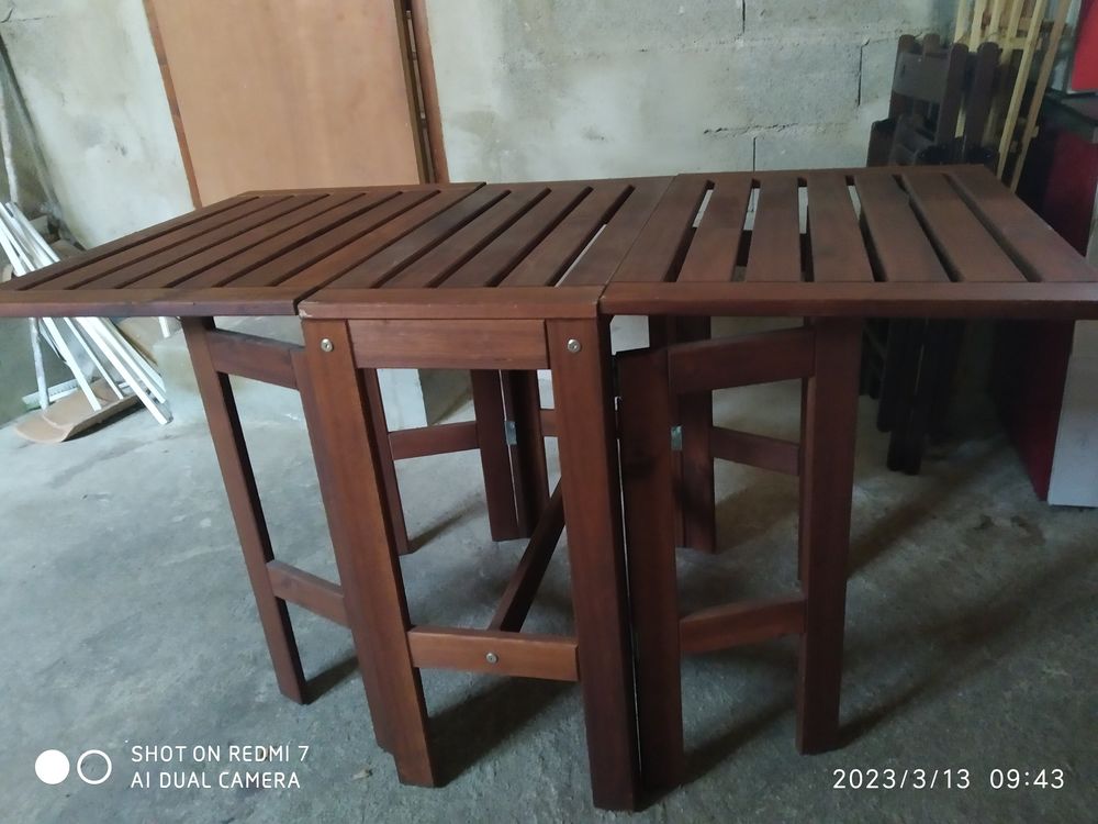 Table pliante bois + 2 chaises pliantes Jardin