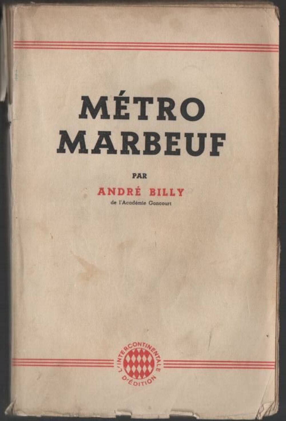 Andr&eacute; BILLY M&eacute;tro MARBEUF Livres et BD