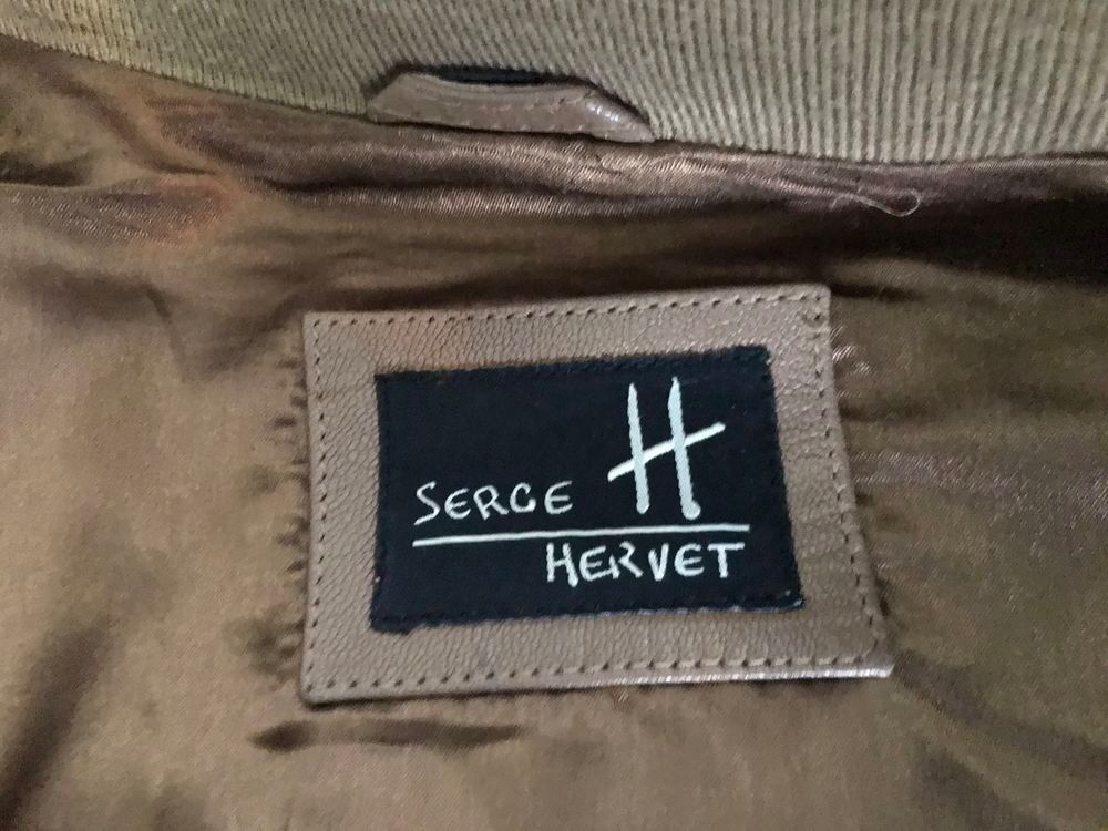Blouson cuir de ch&egrave;vre beige Serge Hervet taille L Vêtements