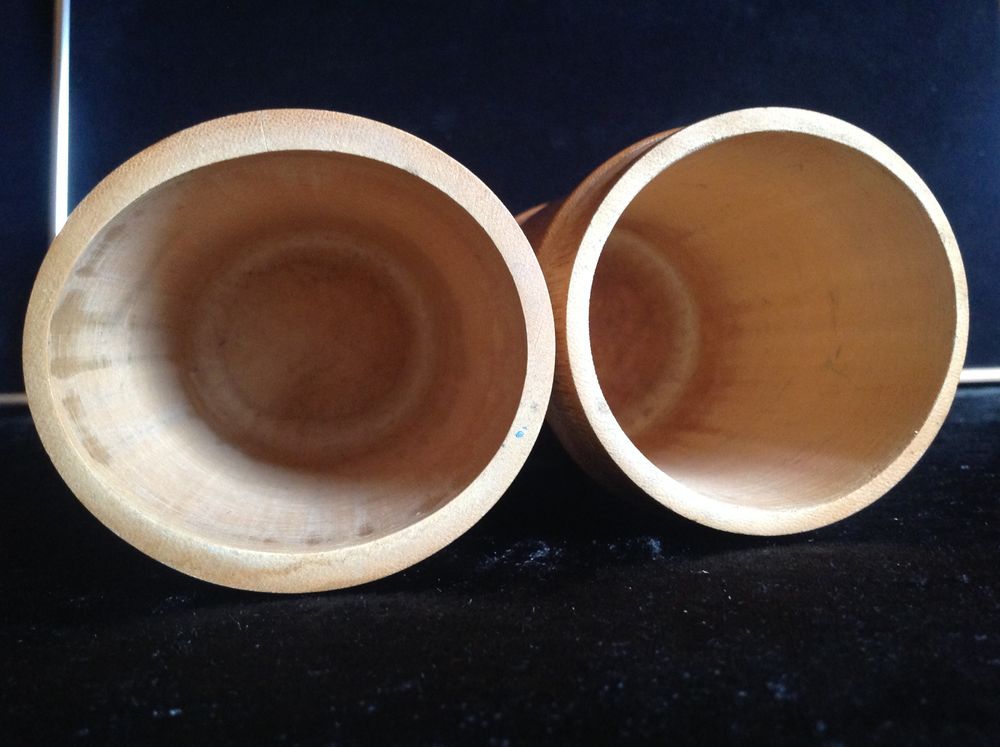 DEUX VASES OU POTS &Agrave; CRAYON BAMBOU MOTIF PEINT Envoi Possibl Décoration