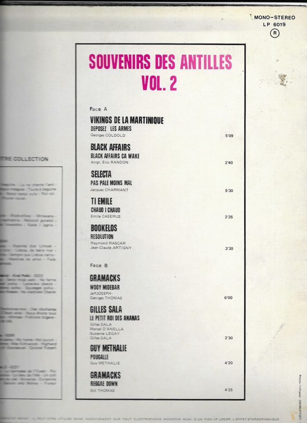 Vinyle 33 T , Souvenir des Antilles Vol. 2 CD et vinyles