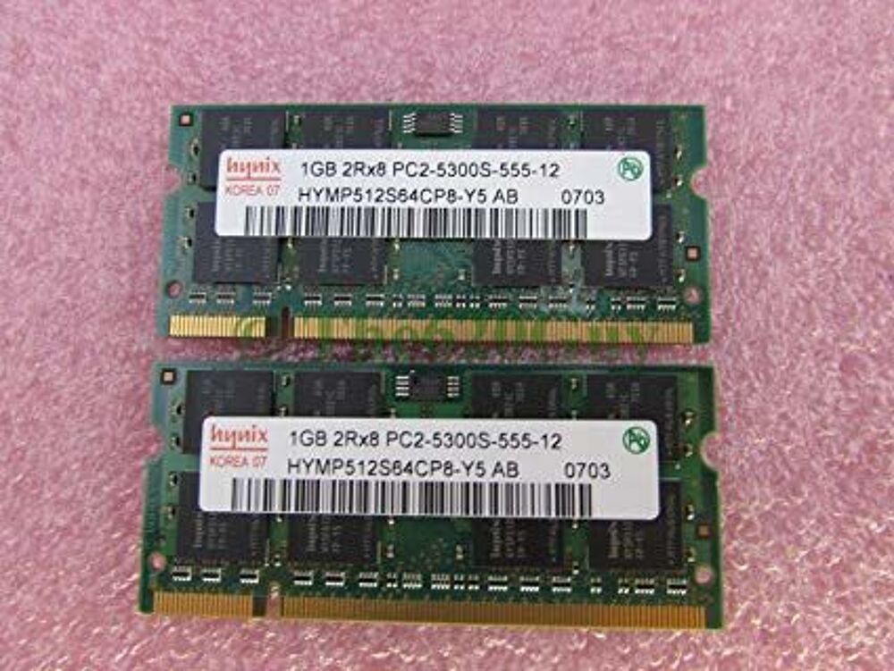Barrettes M&eacute;moire Portable SoDimm Hynix 2x1Go DDR3 PC2-5300S Matériel informatique