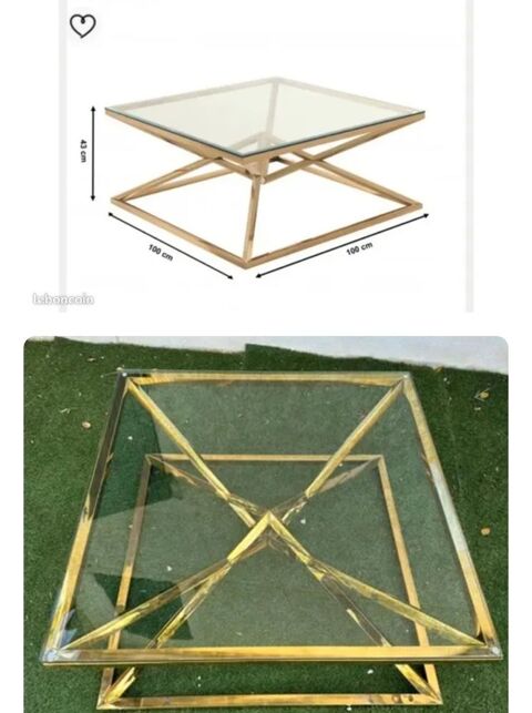 table basse dore en verre 70 Noisy-le-Sec (93)