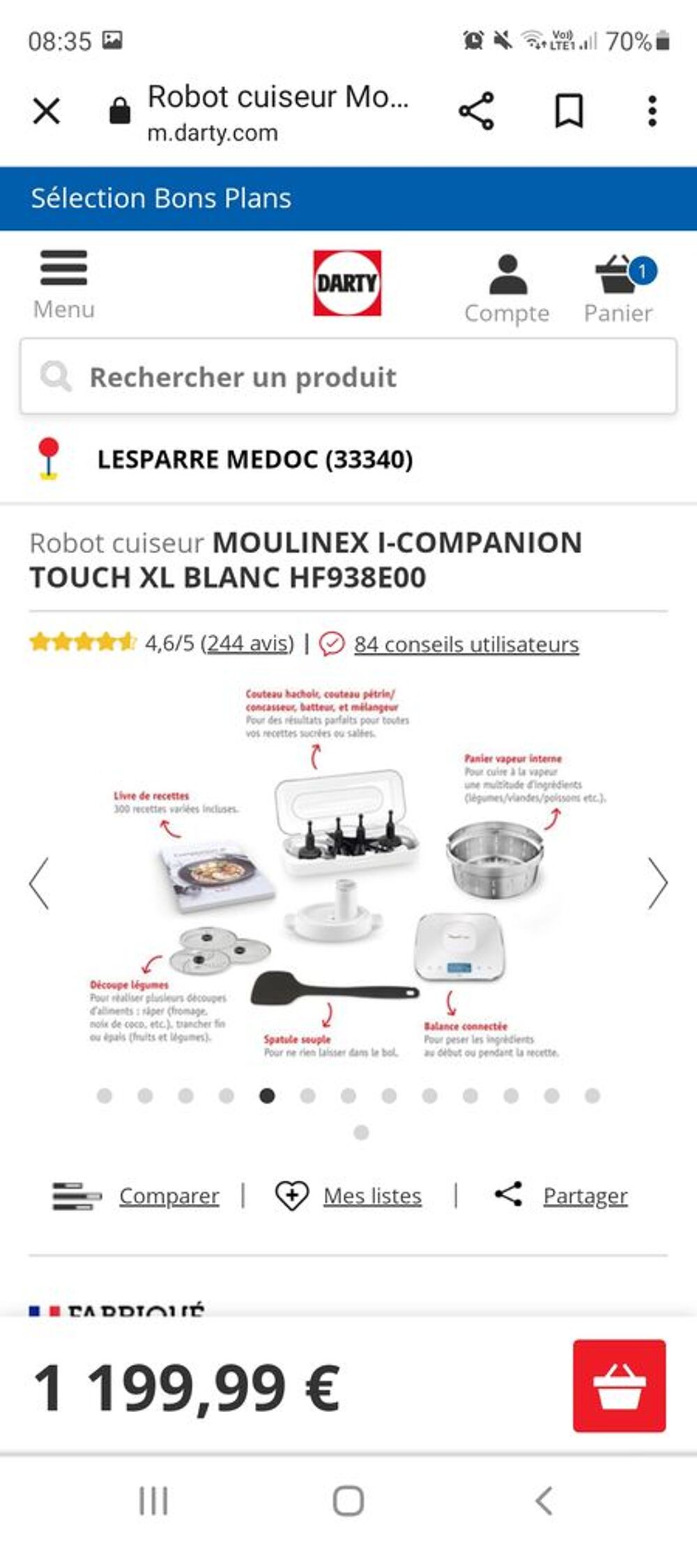 Robot cuiseur multifonction - Bol inox 4.5 litres (3 litres Electroménager
