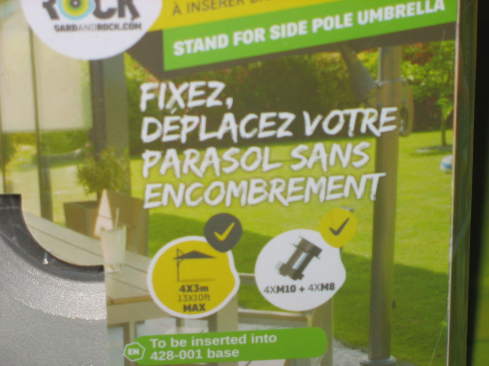 Fixation ras du sol pour parasol d&eacute;port&eacute; amovible Jardin