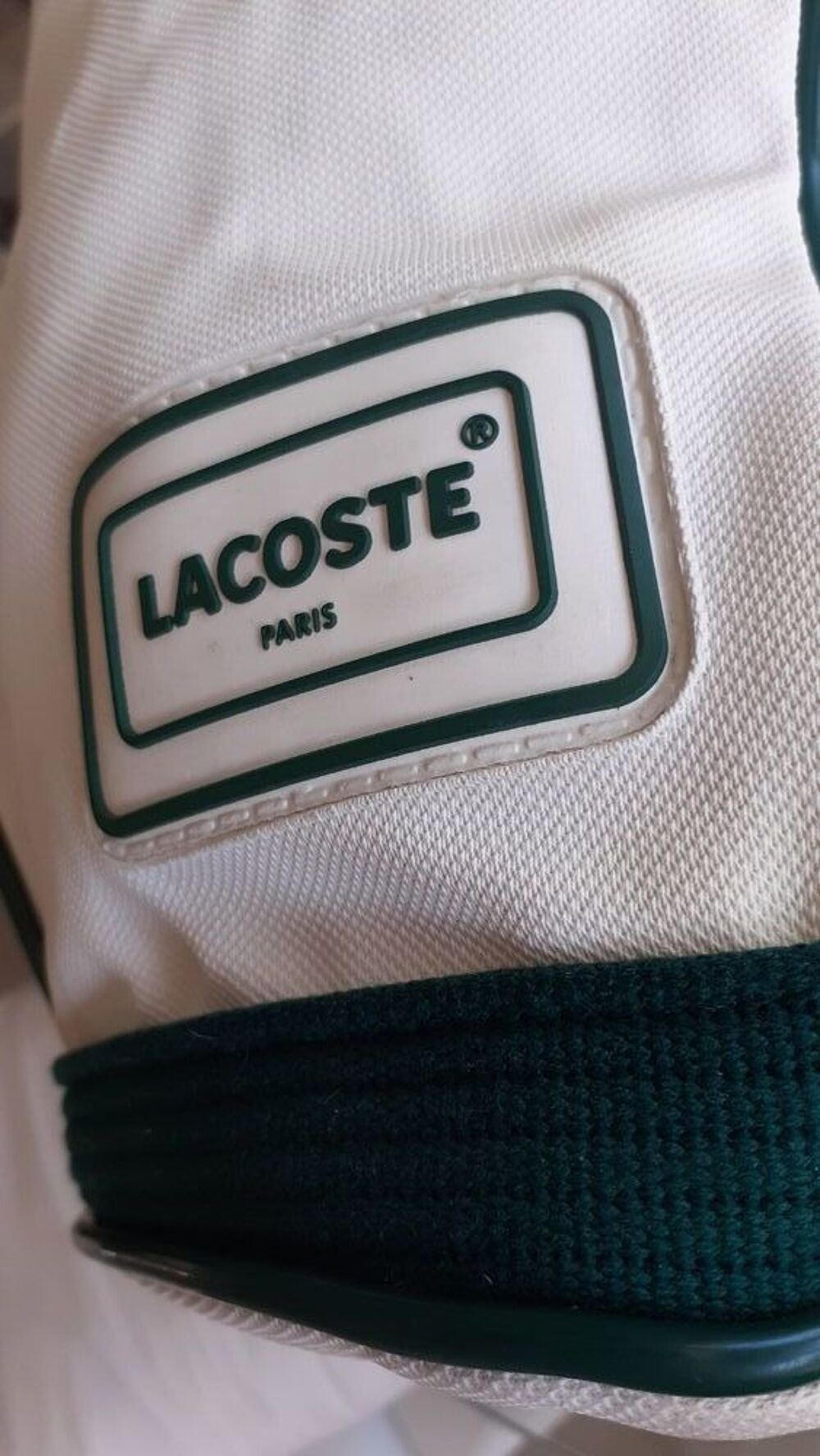 SAC A DOS "LACOSTE" Blanc/Vert TBE Maroquinerie