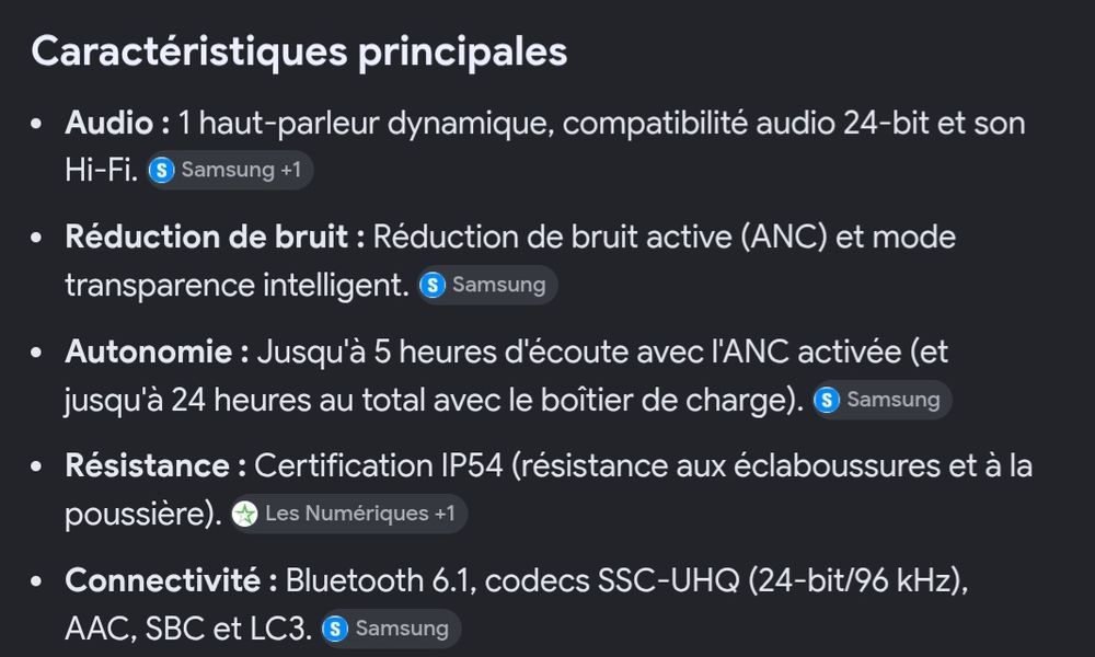 Galaxy Buds 4 Audio et hifi