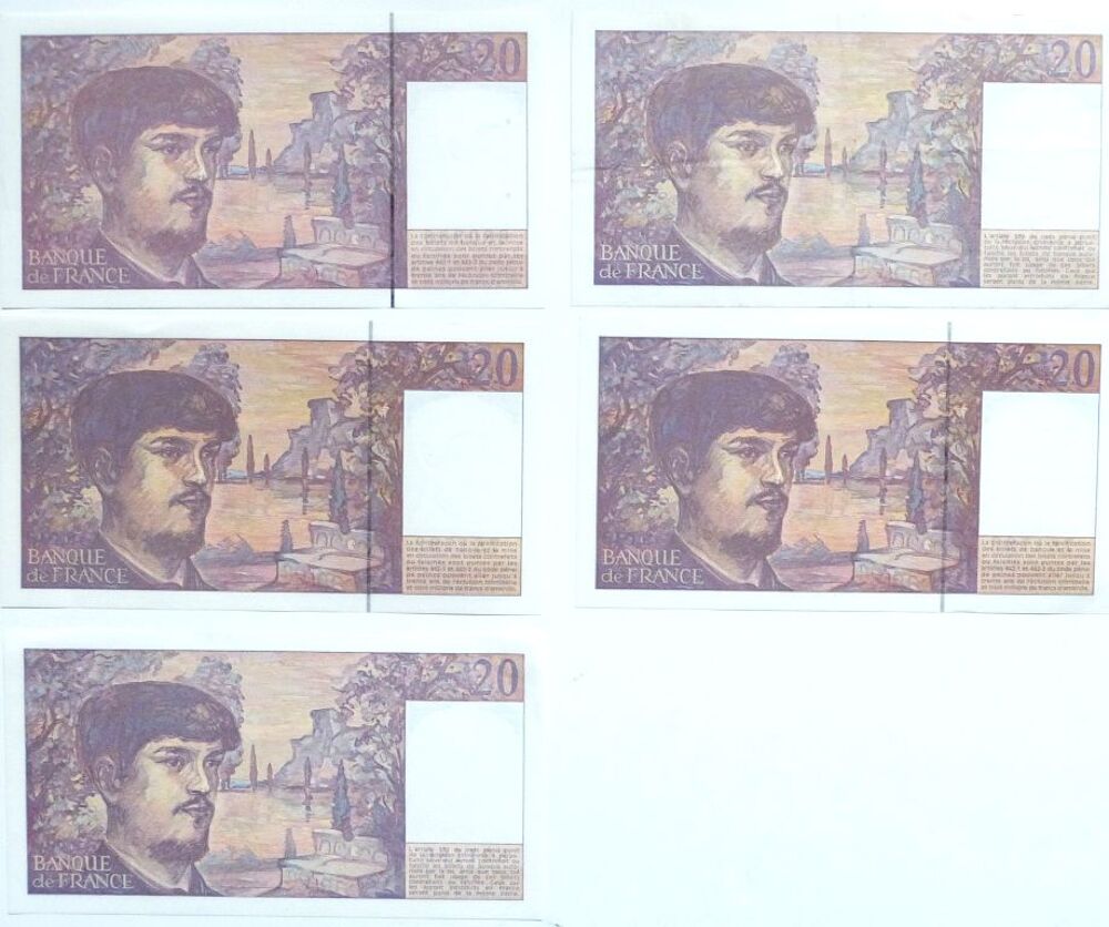F 66 20 f debussy lot de 5 billets 