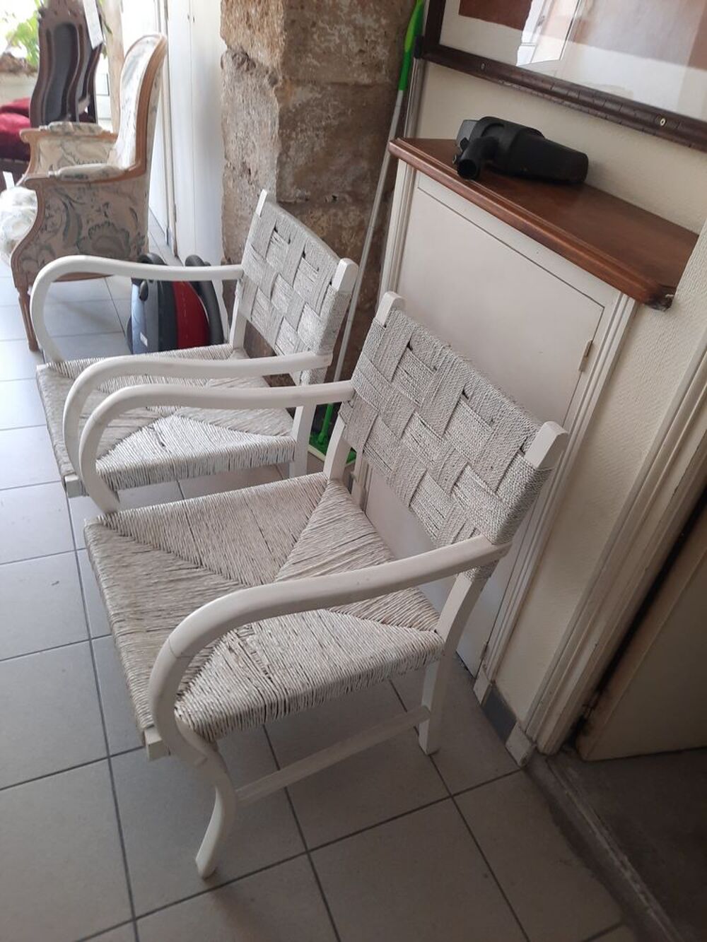 2 FAUTEUILS ANCIENS VROOM &amp; DREESMANN-HOLLANDE EN ROTIN-BOIS Meubles