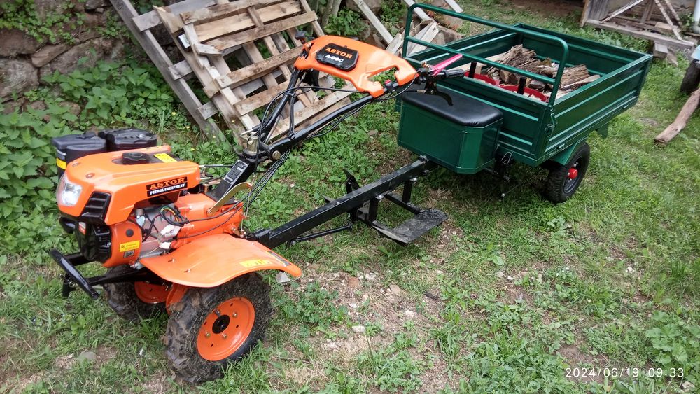 Cultivateur Motoculteur Motobineuse + remorque Jardin