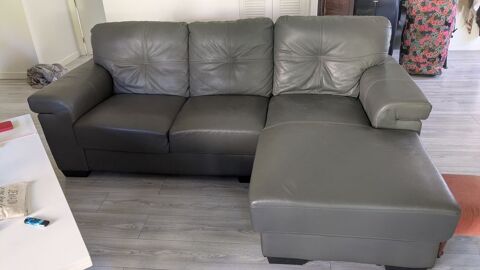canape cuir gris Chilly-Mazarin (91)