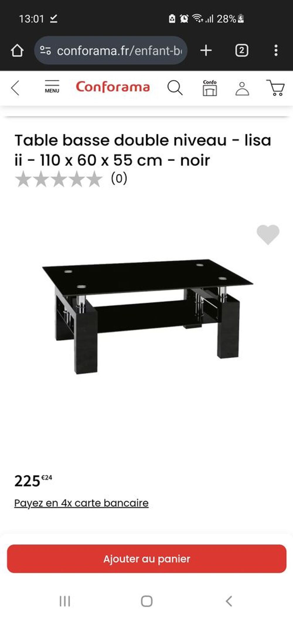 Table basse en verre tremp&eacute; Meubles