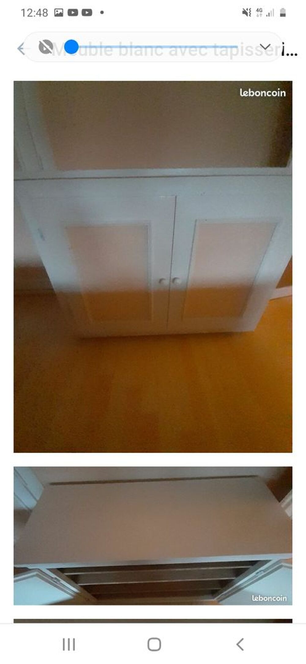 meuble en bois fabriqu&eacute; par un &eacute;b&eacute;niste, peint en blanc avec un peu de tapisserie Meubles