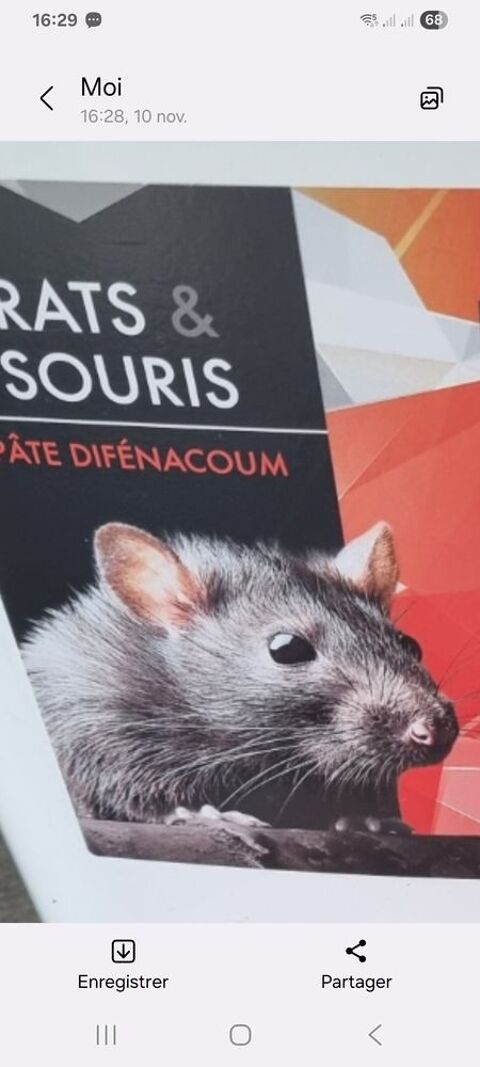 LOT 5 kg de raticides en sachets de 10 gr  
Pour rats est s 80 Solli�s-Toucas (83)