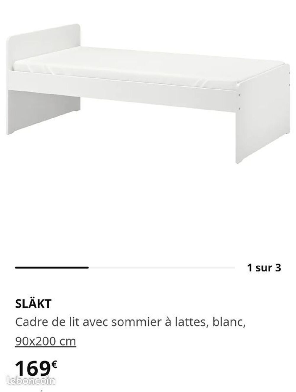 Lit IKEA 90x200 Neuf + Matelas Meubles