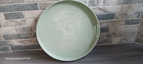 Plateau en bois Vert Menthe avec D�coration Florale 15 Yvrench (80)