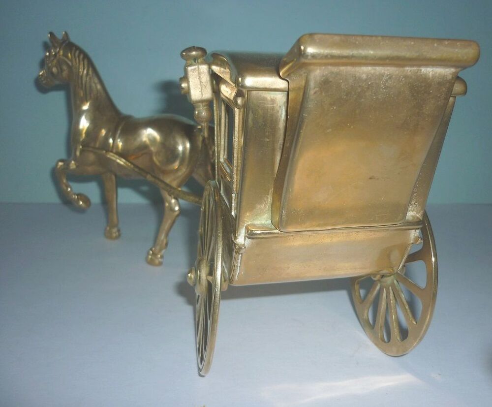 CHEVAL et CAL&Egrave;CHE - Laiton - L=32cm H=15cm - Vintage ann&eacute;es Décoration