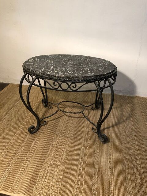 Table basse en fer forg et marbre des annes 1950 55 Grasse (06)