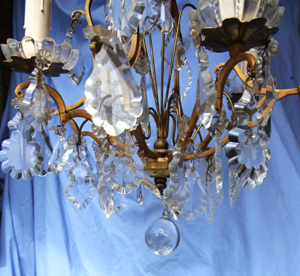 LUSTRE ANCIEN LAITON ET PAMPILLES E EN CRISTAL Décoration
